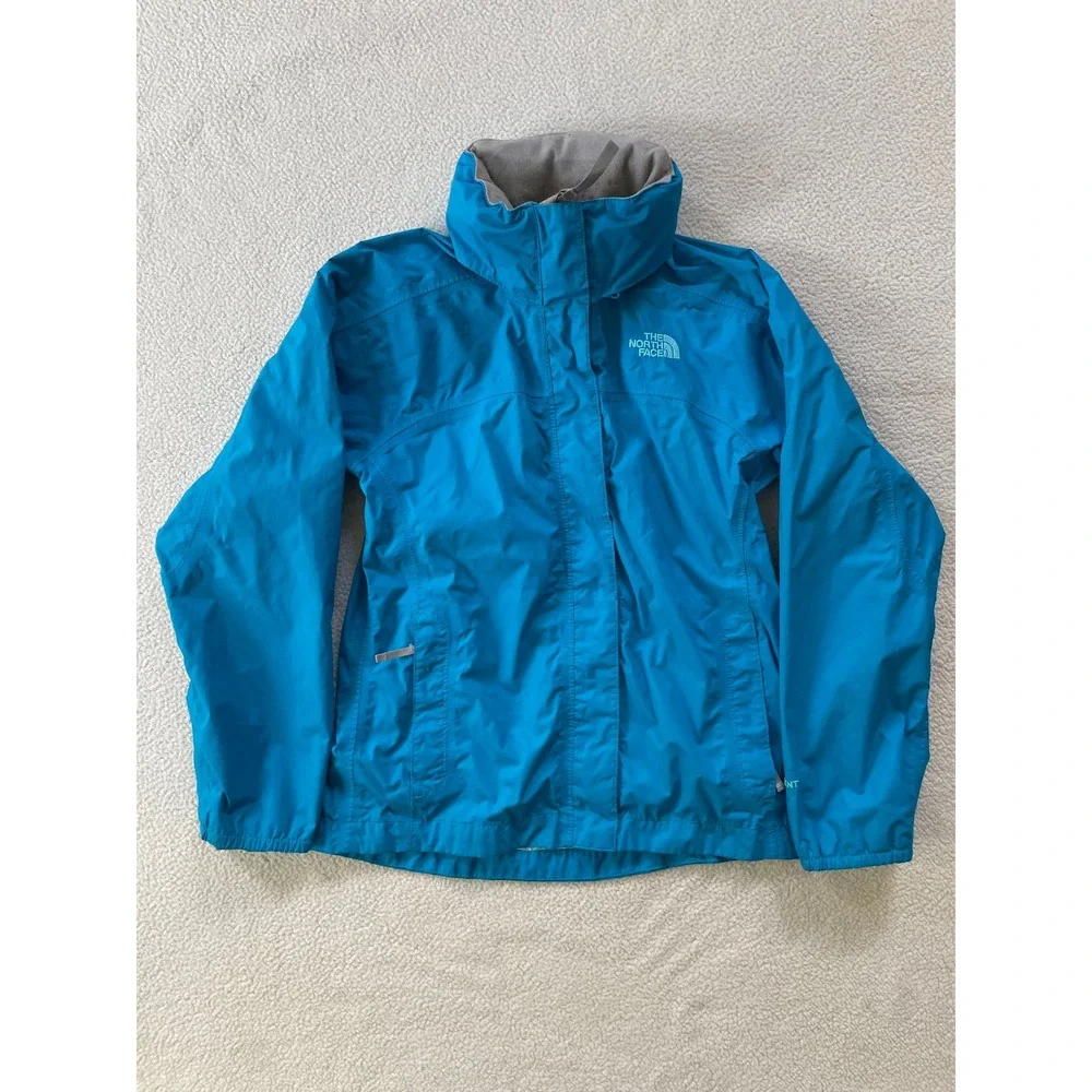 The North Face Girls Medium 10/12 HyVent Rain Jacket Blue Waterproof Hooded